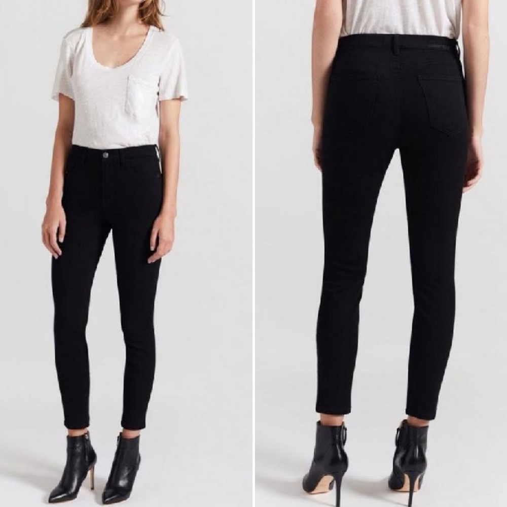 Revolve Current Elliott The High Waist Stiletto Jeans Jet Black Size 24
